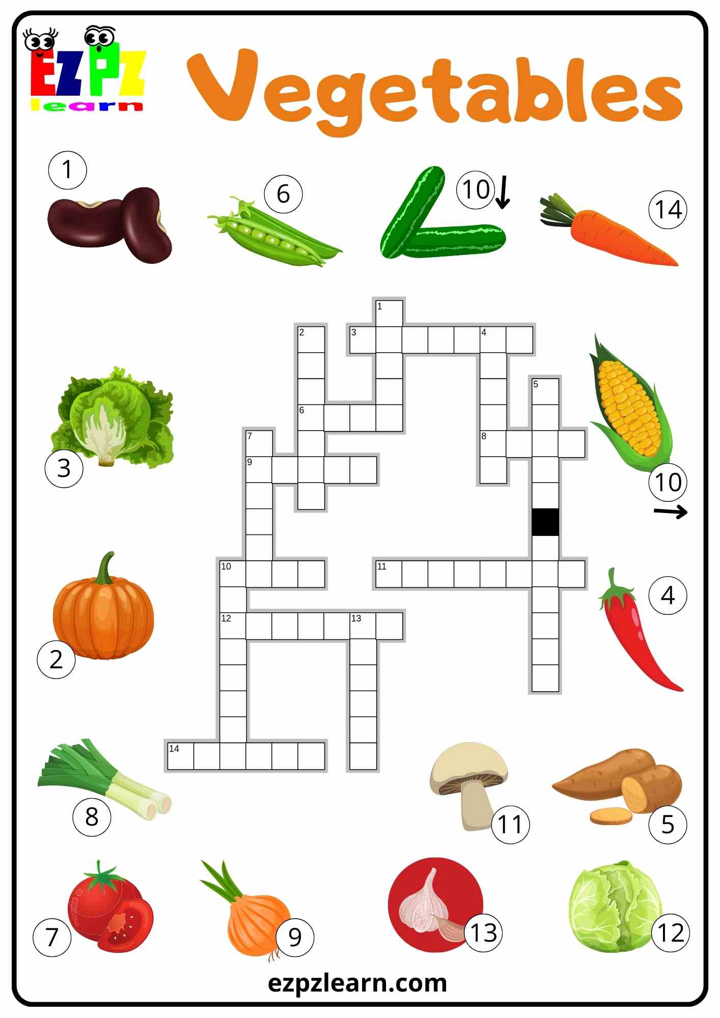 Vegetables Crossword